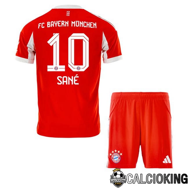 Comprare Maglia Calcio 2024 2025 2026 Personalizzazione,Tuta Da Calcio,Maglie De Calcio Retro Online | Maglie Calcio Bayern Monaco (Sané 10) Bambino Prima Rosso 2025/2026