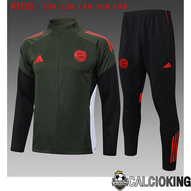 Comprare Maglia Calcio 2024 2025 2026 Personalizzazione,Tuta Da Calcio,Maglie De Calcio Retro Online | Insieme Tuta Calcio - Giacca Bayern Monaco Bambino Verde 2025/2026