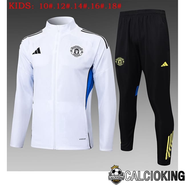 Comprare Maglia Calcio 2024 2025 2026 Personalizzazione,Tuta Da Calcio,Maglie De Calcio Retro Online | Insieme Tuta Calcio - Giacca Manchester United Bambino Bianco 2025/2026