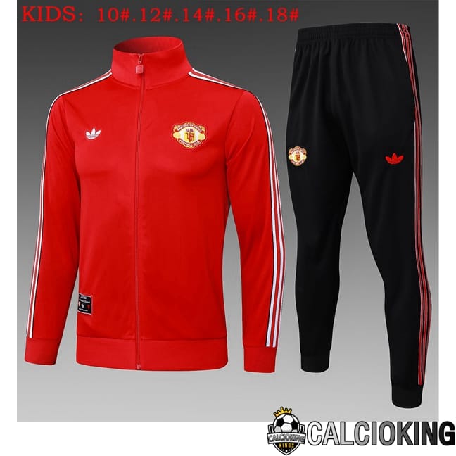 Comprare Maglia Calcio 2024 2025 2026 Personalizzazione,Tuta Da Calcio,Maglie De Calcio Retro Online | Insieme Tuta Calcio - Giacca Manchester United Bambino Rosso 2025/2026
