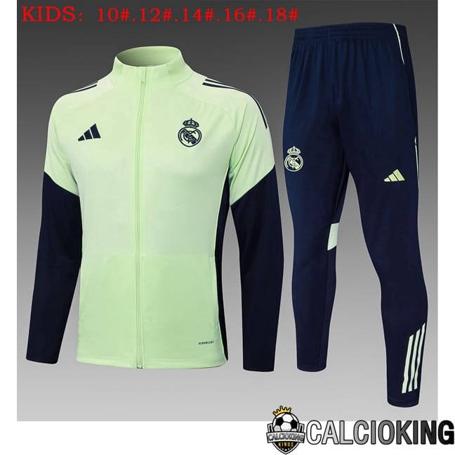 Comprare Maglia Calcio 2024 2025 2026 Personalizzazione,Tuta Da Calcio,Maglie De Calcio Retro Online | Insieme Tuta Calcio - Giacca Real Madrid Bambino Verde 2025/2026