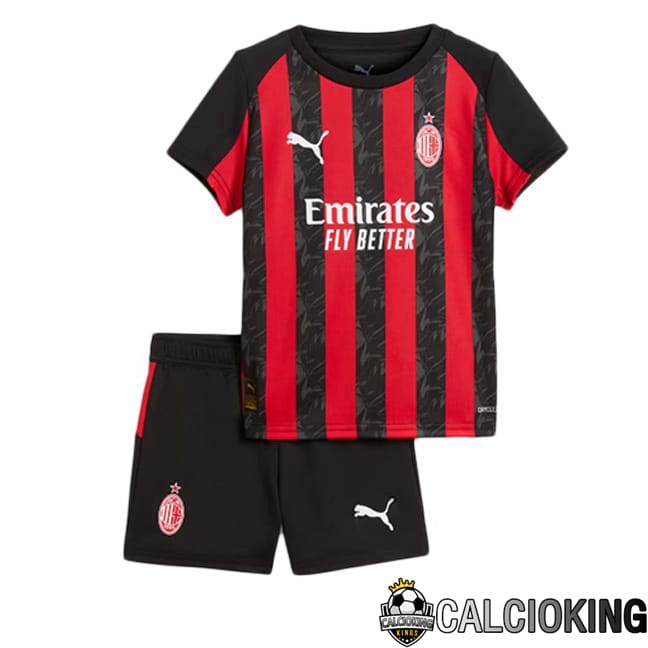 Comprare Maglia Calcio 2024 2025 2026 Personalizzazione,Tuta Da Calcio,Maglie De Calcio Retro Online | Maglie Calcio AC Milan Bambino Prima Rosso Nero 2025/2026