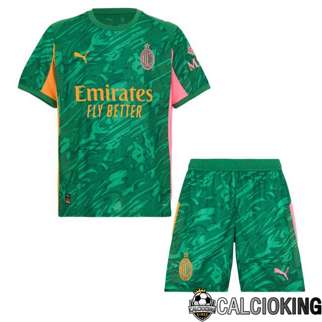 Comprare Maglia Calcio 2024 2025 2026 Personalizzazione,Tuta Da Calcio,Maglie De Calcio Retro Online | Maglie Calcio AC Milan Bambino Portiere Verde 2025/2026