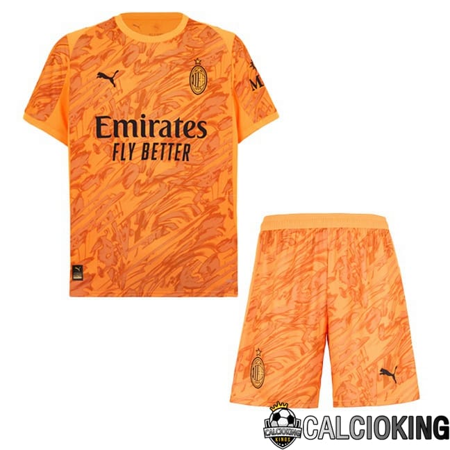 Comprare Maglia Calcio 2024 2025 2026 Personalizzazione,Tuta Da Calcio,Maglie De Calcio Retro Online | Maglie Calcio AC Milan Bambino Portiere Arancia 2025/2026