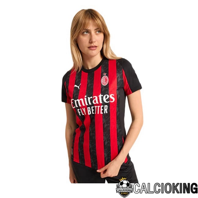 Comprare Maglia Calcio 2024 2025 2026 Personalizzazione,Tuta Da Calcio,Maglie De Calcio Retro Online | Maglie Calcio AC Milan Donna Prima Rosso Nero 2025/2026