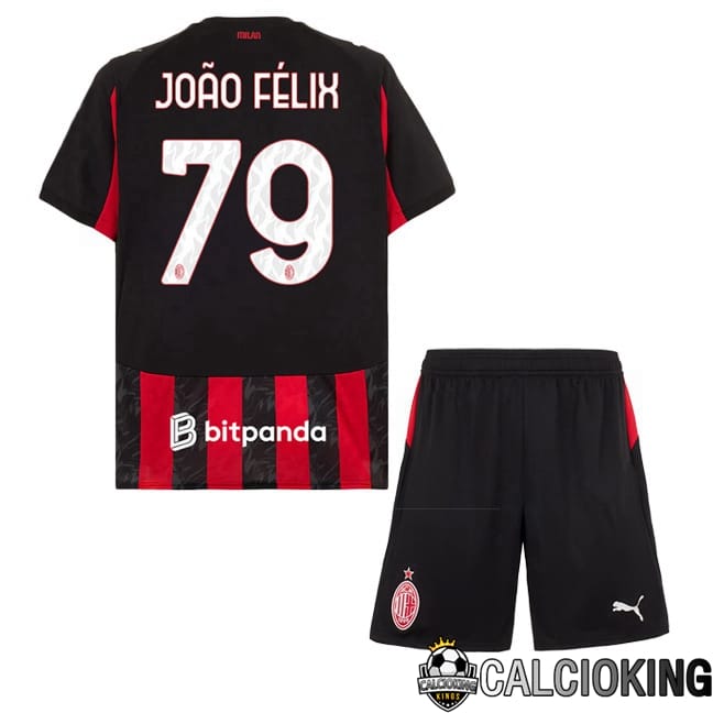 Comprare Maglia Calcio 2024 2025 2026 Personalizzazione,Tuta Da Calcio,Maglie De Calcio Retro Online | Maglie Calcio AC Milan (João Félix 79) Bambino Prima Rosso Nero 2025/2026