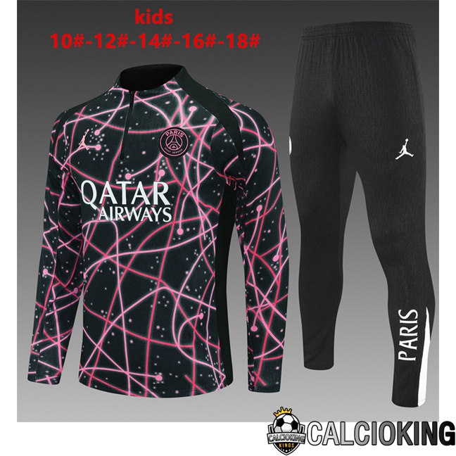 Comprare Maglia Calcio 2024 2025 2026 Personalizzazione,Tuta Da Calcio,Maglie De Calcio Retro Online | Insieme Tuta Calcio Jordan Paris PSG Bambino Nero Rosa 2025/2026