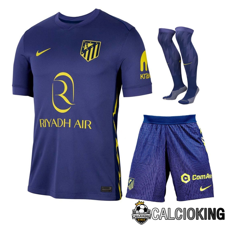Comprare Maglia Calcio 2024 2025 2026 Personalizzazione,Tuta Da Calcio,Maglie De Calcio Retro Online | Insieme Maglie Calcio Atletico Madrid Seconda (Pantaloncini + Calzini) 2025 2026