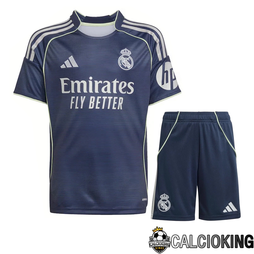 Comprare Maglia Calcio 2024 2025 2026 Personalizzazione,Tuta Da Calcio,Maglie De Calcio Retro Online | Insieme Maglie Calcio Real Madrid Seconda + Pantaloncini 2025 2026