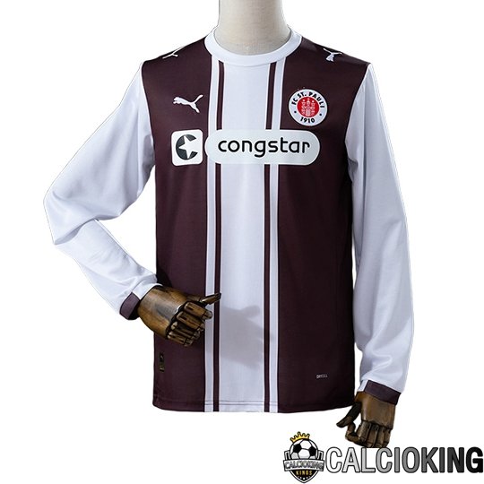 Comprare Maglia Calcio 2025 2026 2027 Personalizzazione,Tuta Da Calcio,Maglie De Calcio Retro Online | Maglie Calcio St Pauli Manica Lunga Special Edition Bianco/Marronee 2026/2027