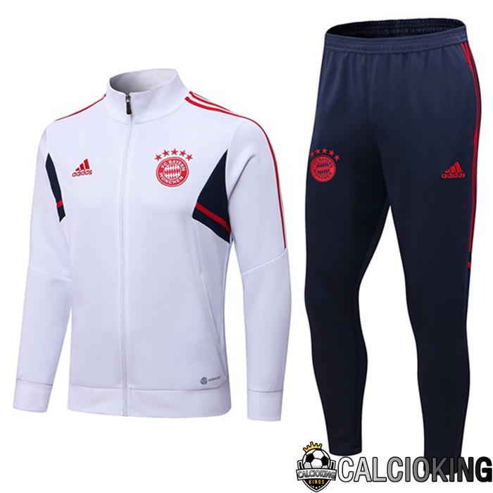 Comprare Maglia Calcio 2024 2025 2026 Personalizzazione,Tuta Da Calcio,Maglie De Calcio Retro Online | Insieme Tuta Calcio Bayern Monaco Bianco 22/23