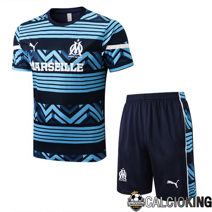 Comprare Maglia Calcio 2024 2025 2026 Personalizzazione,Tuta Da Calcio,Maglie De Calcio Retro Online | Insieme T Shirt Allenamento Marsiglia OM + Pantaloncini Blu Reale 2022/2023