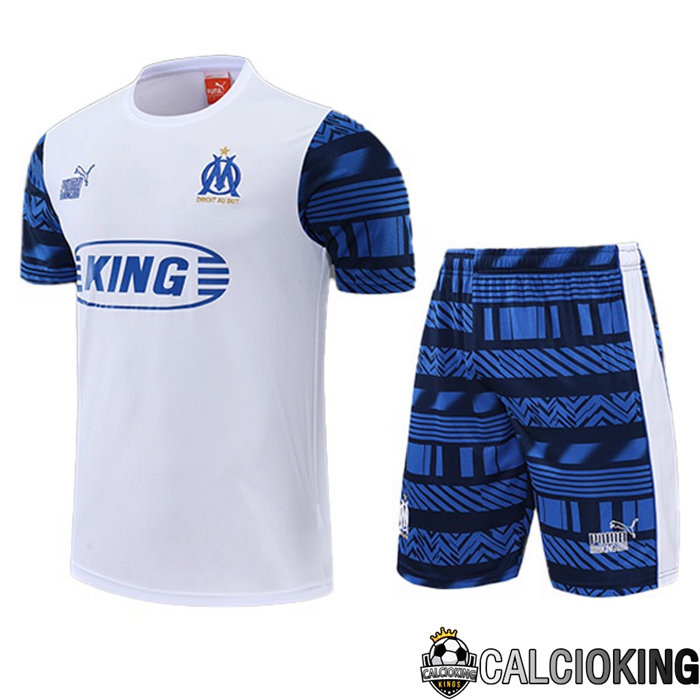 Comprare Maglia Calcio 2024 2025 2026 Personalizzazione,Tuta Da Calcio,Maglie De Calcio Retro Online | Insieme T Shirt Allenamento Marsiglia OM + Pantaloncini Bianco 2022/2023