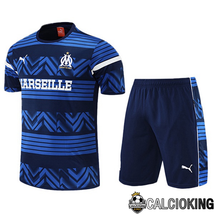 Comprare Maglia Calcio 2024 2025 2026 Personalizzazione,Tuta Da Calcio,Maglie De Calcio Retro Online | Insieme T Shirt Allenamento Marsiglia OM + Pantaloncini Blu 2022/2023
