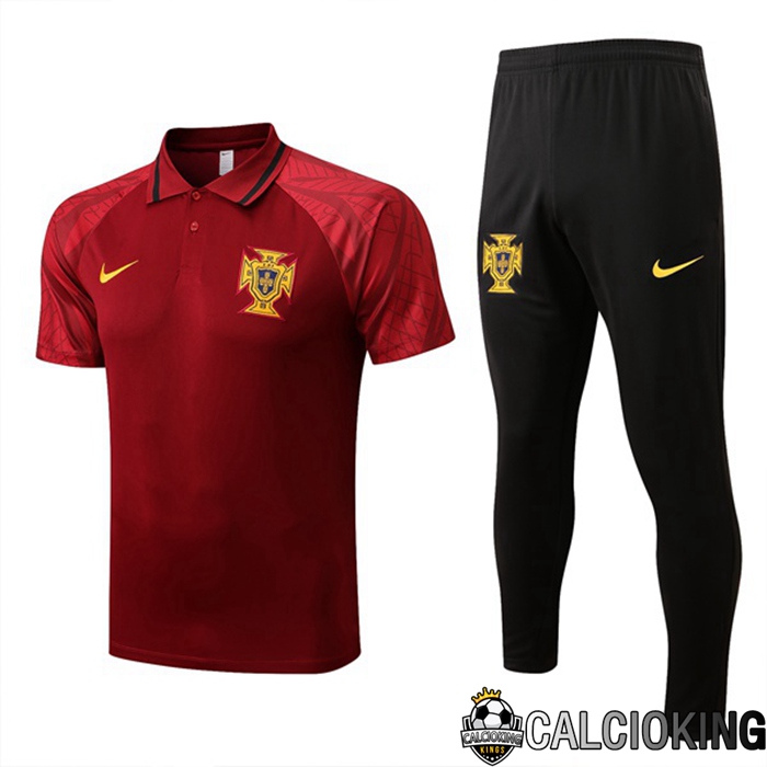 Comprare Maglia Calcio 2024 2025 2026 Personalizzazione,Tuta Da Calcio,Maglie De Calcio Retro Online | Maglia Polo Portogallo + Pantaloni Rosso 22/23