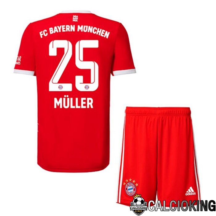 Comprare Maglia Calcio 2024 2025 2026 Personalizzazione,Tuta Da Calcio,Maglie De Calcio Retro Online | Maglia Calcio Bayern Monaco (MÜLLER 25) Bambino Prima 2022/2023