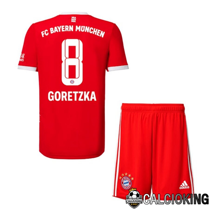 Comprare Maglia Calcio 2024 2025 2026 Personalizzazione,Tuta Da Calcio,Maglie De Calcio Retro Online | Maglia Calcio Bayern Monaco (GORETZKA 8) Bambino Prima 2022/2023