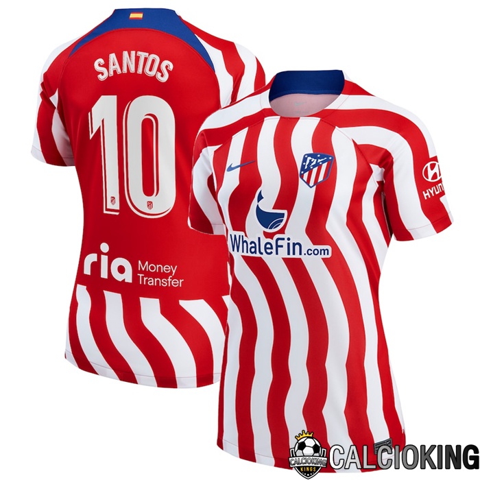 Comprare Maglia Calcio 2024 2025 2026 Personalizzazione,Tuta Da Calcio,Maglie De Calcio Retro Online | Maglia Calcio Atletico Madrid (Santos 10) Donna Prima 2022/2023