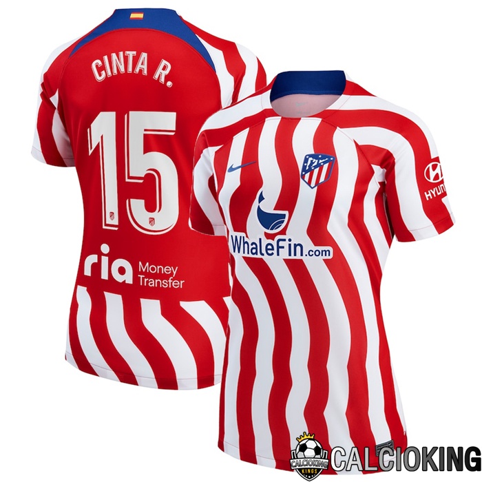 Comprare Maglia Calcio 2024 2025 2026 Personalizzazione,Tuta Da Calcio,Maglie De Calcio Retro Online | Maglia Calcio Atletico Madrid (Cinta R.15) Donna Prima 2022/2023