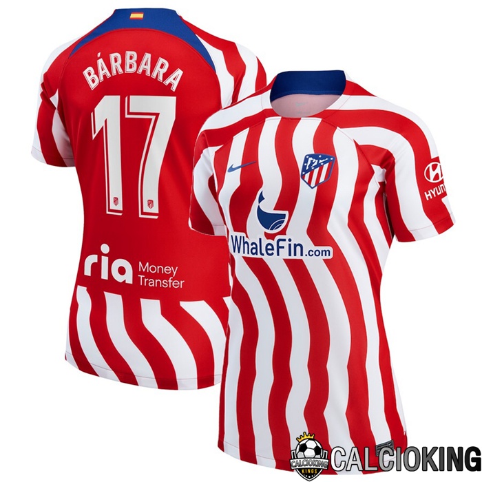 Comprare Maglia Calcio 2024 2025 2026 Personalizzazione,Tuta Da Calcio,Maglie De Calcio Retro Online | Maglia Calcio Atletico Madrid (Bárbara 17) Donna Prima 2022/2023