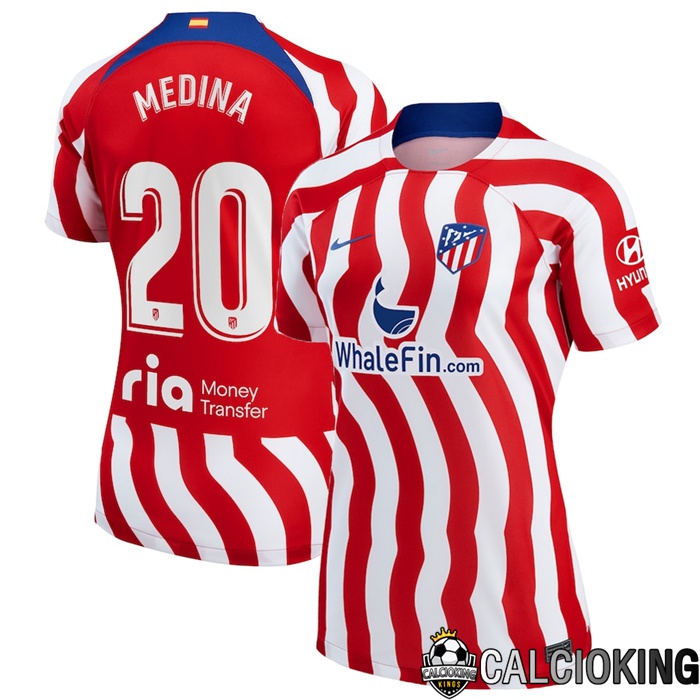 Comprare Maglia Calcio 2024 2025 2026 Personalizzazione,Tuta Da Calcio,Maglie De Calcio Retro Online | Maglia Calcio Atletico Madrid (Medina 20) Donna Prima 2022/2023