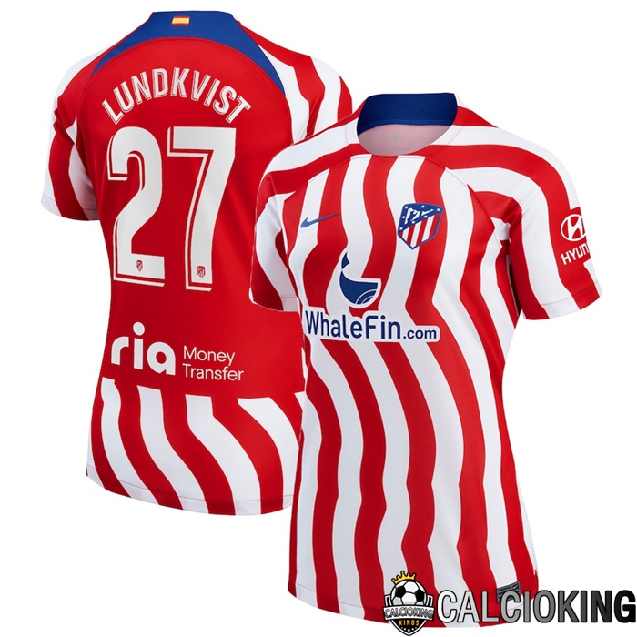Comprare Maglia Calcio 2024 2025 2026 Personalizzazione,Tuta Da Calcio,Maglie De Calcio Retro Online | Maglia Calcio Atletico Madrid (Lundkvist 27) Donna Prima 2022/2023