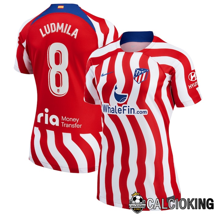 Comprare Maglia Calcio 2024 2025 2026 Personalizzazione,Tuta Da Calcio,Maglie De Calcio Retro Online | Maglia Calcio Atletico Madrid (Ludmila 8) Donna Prima 2022/2023