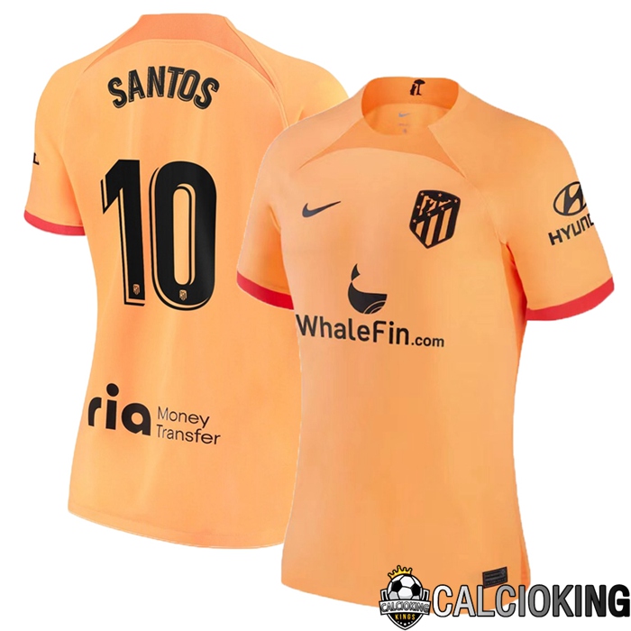Comprare Maglia Calcio 2024 2025 2026 Personalizzazione,Tuta Da Calcio,Maglie De Calcio Retro Online | Maglia Calcio Atletico Madrid (Santos 10) Donna Terza 2022/2023