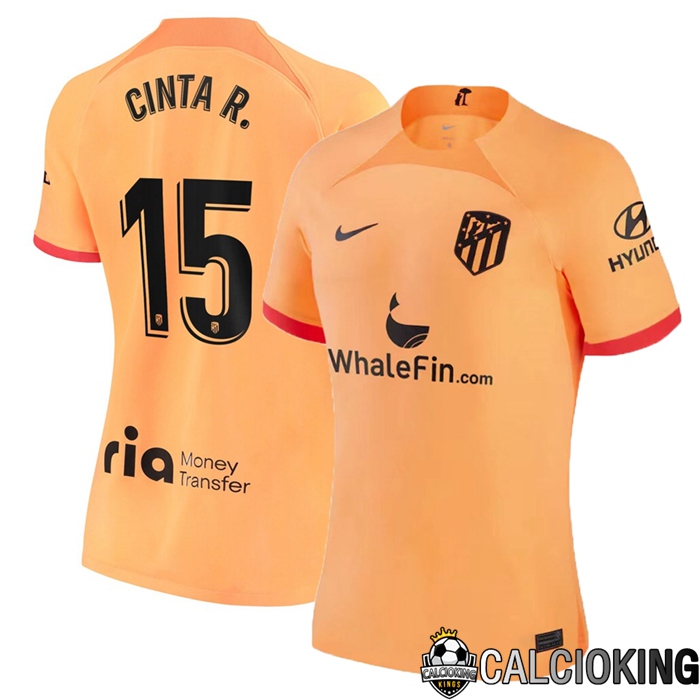 Comprare Maglia Calcio 2024 2025 2026 Personalizzazione,Tuta Da Calcio,Maglie De Calcio Retro Online | Maglia Calcio Atletico Madrid (Cinta R.15) Donna Terza 2022/2023