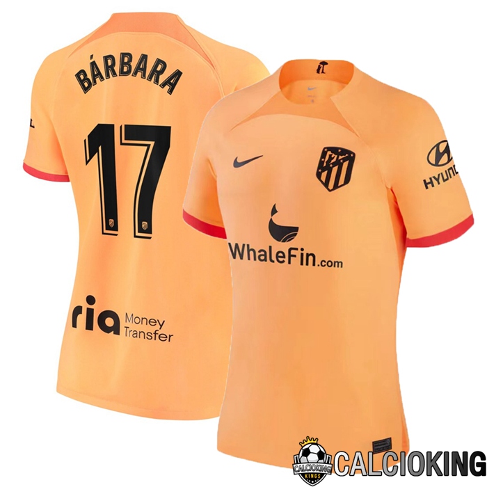 Comprare Maglia Calcio 2024 2025 2026 Personalizzazione,Tuta Da Calcio,Maglie De Calcio Retro Online | Maglia Calcio Atletico Madrid (Bárbara 17) Donna Terza 2022/2023