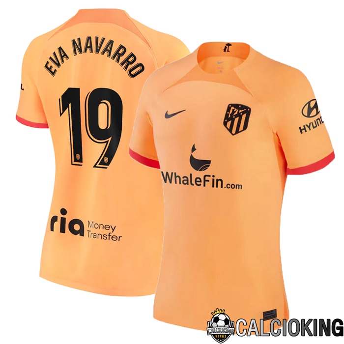 Comprare Maglia Calcio 2024 2025 2026 Personalizzazione,Tuta Da Calcio,Maglie De Calcio Retro Online | Maglia Calcio Atletico Madrid (Eva Navarro 19) Donna Terza 2022/2023