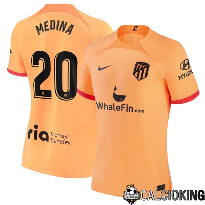 Comprare Maglia Calcio 2024 2025 2026 Personalizzazione,Tuta Da Calcio,Maglie De Calcio Retro Online | Maglia Calcio Atletico Madrid (Medina 20) Donna Terza 2022/2023