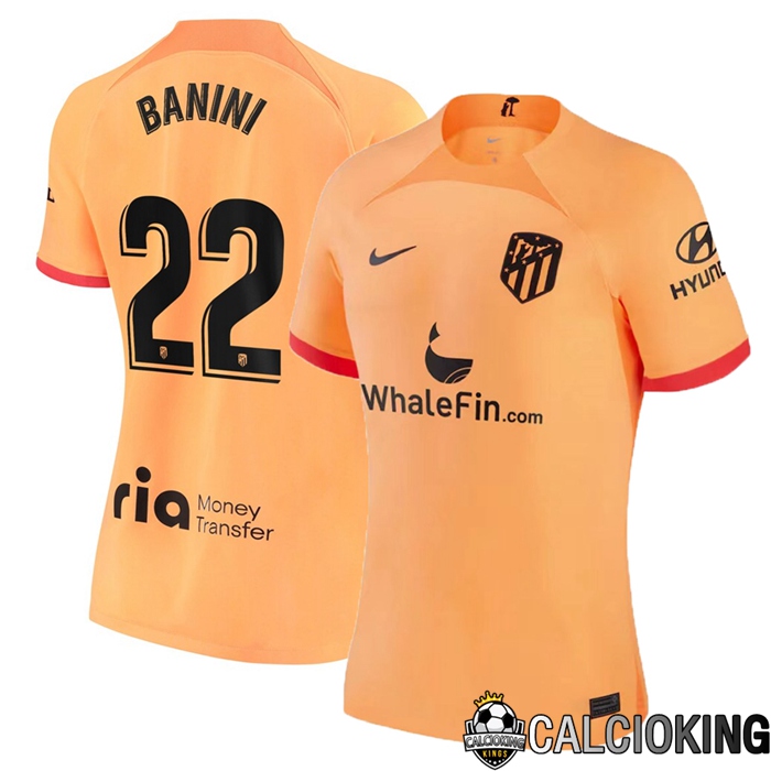 Comprare Maglia Calcio 2024 2025 2026 Personalizzazione,Tuta Da Calcio,Maglie De Calcio Retro Online | Maglia Calcio Atletico Madrid (Banini 22) Donna Terza 2022/2023
