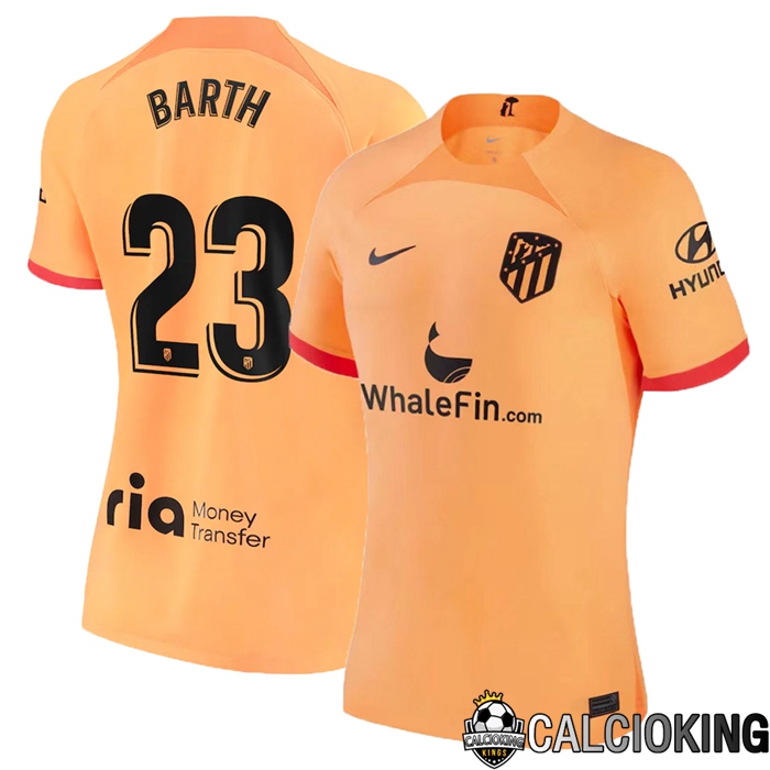 Comprare Maglia Calcio 2024 2025 2026 Personalizzazione,Tuta Da Calcio,Maglie De Calcio Retro Online | Maglia Calcio Atletico Madrid (Barth 23) Donna Terza 2022/2023