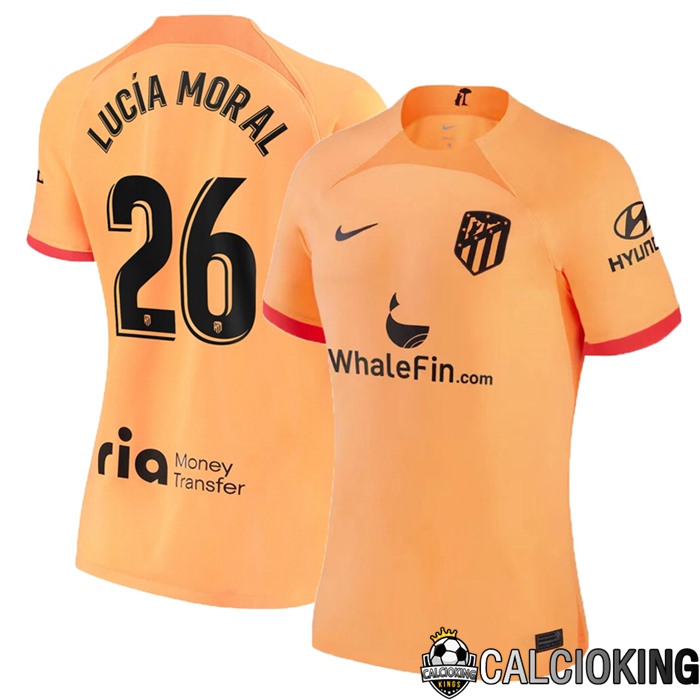 Comprare Maglia Calcio 2024 2025 2026 Personalizzazione,Tuta Da Calcio,Maglie De Calcio Retro Online | Maglia Calcio Atletico Madrid (Lucía Moral 26) Donna Terza 2022/2023