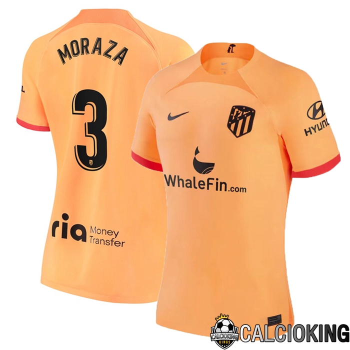 Comprare Maglia Calcio 2024 2025 2026 Personalizzazione,Tuta Da Calcio,Maglie De Calcio Retro Online | Maglia Calcio Atletico Madrid (Moraza 3) Donna Terza 2022/2023
