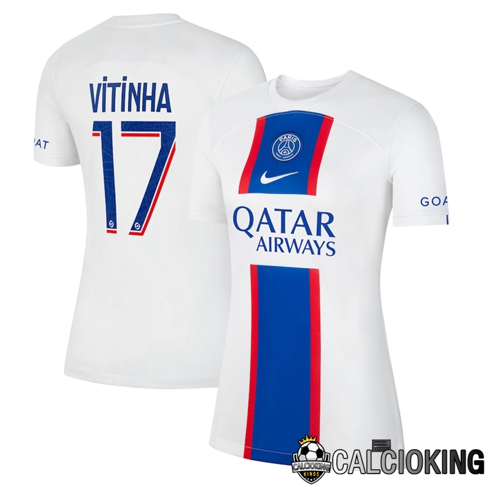 Comprare Maglia Calcio 2024 2025 2026 Personalizzazione,Tuta Da Calcio,Maglie De Calcio Retro Online | Maglia Calcio Paris Saint Germain (Vitinha 17) Donna Terza 2022/2023