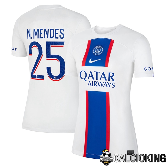 Comprare Maglia Calcio 2024 2025 2026 Personalizzazione,Tuta Da Calcio,Maglie De Calcio Retro Online | Maglia Calcio Paris Saint Germain (N.Mendes 25) Donna Terza 2022/2023