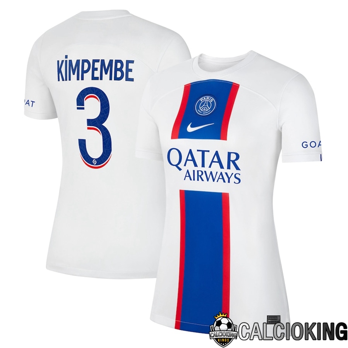 Comprare Maglia Calcio 2024 2025 2026 Personalizzazione,Tuta Da Calcio,Maglie De Calcio Retro Online | Maglia Calcio Paris Saint Germain (Kimpembe 3) Donna Terza 2022/2023