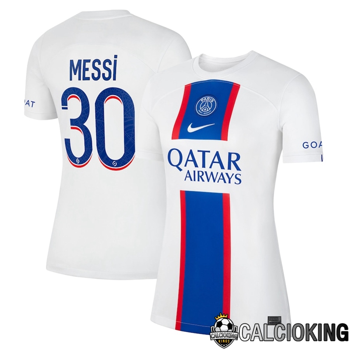 Comprare Maglia Calcio 2024 2025 2026 Personalizzazione,Tuta Da Calcio,Maglie De Calcio Retro Online | Maglia Calcio Paris Saint Germain (Messi 30) Donna Terza 2022/2023