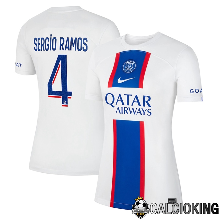 Comprare Maglia Calcio 2024 2025 2026 Personalizzazione,Tuta Da Calcio,Maglie De Calcio Retro Online | Maglia Calcio Paris Saint Germain (Sergio Ramos 4) Donna Terza 2022/2023
