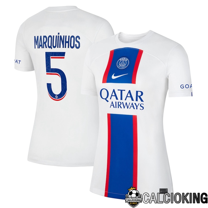 Comprare Maglia Calcio 2024 2025 2026 Personalizzazione,Tuta Da Calcio,Maglie De Calcio Retro Online | Maglia Calcio Paris Saint Germain (Marquinhos 5) Donna Terza 2022/2023