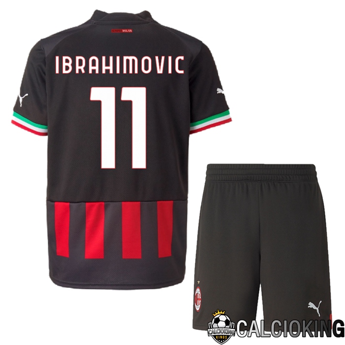 Comprare Maglia Calcio 2024 2025 2026 Personalizzazione,Tuta Da Calcio,Maglie De Calcio Retro Online | Maglia Calcio AC Milan (Ibrahimovic 11) Bambino Prima 2022/2023