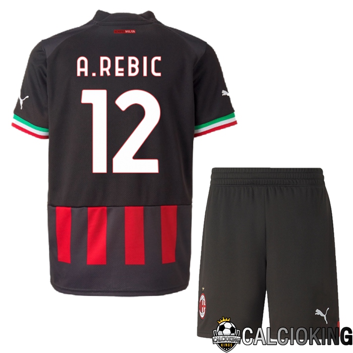 Comprare Maglia Calcio 2024 2025 2026 Personalizzazione,Tuta Da Calcio,Maglie De Calcio Retro Online | Maglia Calcio AC Milan (A.Rebic 12) Bambino Prima 2022/2023
