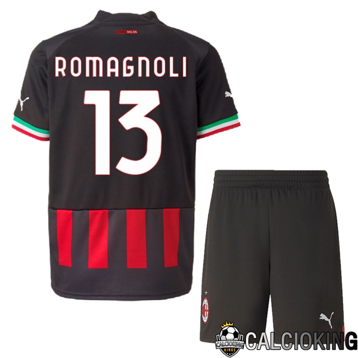 Comprare Maglia Calcio 2024 2025 2026 Personalizzazione,Tuta Da Calcio,Maglie De Calcio Retro Online | Maglia Calcio AC Milan (Romagnoli 13) Bambino Prima 2022/2023