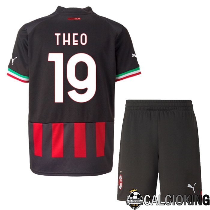 Comprare Maglia Calcio 2024 2025 2026 Personalizzazione,Tuta Da Calcio,Maglie De Calcio Retro Online | Maglia Calcio AC Milan (Theo 19) Bambino Prima 2022/2023