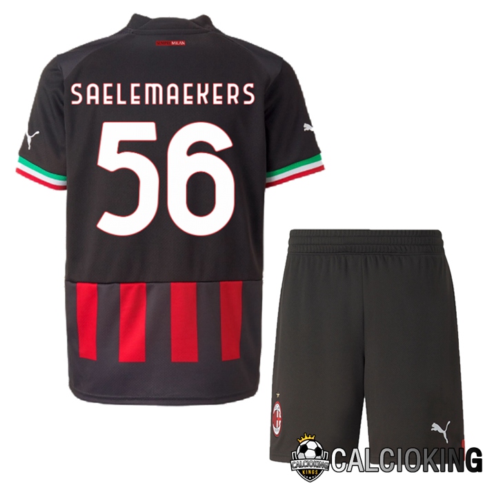 Comprare Maglia Calcio 2024 2025 2026 Personalizzazione,Tuta Da Calcio,Maglie De Calcio Retro Online | Maglia Calcio AC Milan (Saelemaekers 56) Bambino Prima 2022/2023