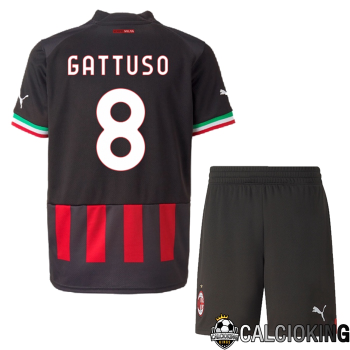 Comprare Maglia Calcio 2024 2025 2026 Personalizzazione,Tuta Da Calcio,Maglie De Calcio Retro Online | Maglia Calcio AC Milan (Gattuso 8) Bambino Prima 2022/2023