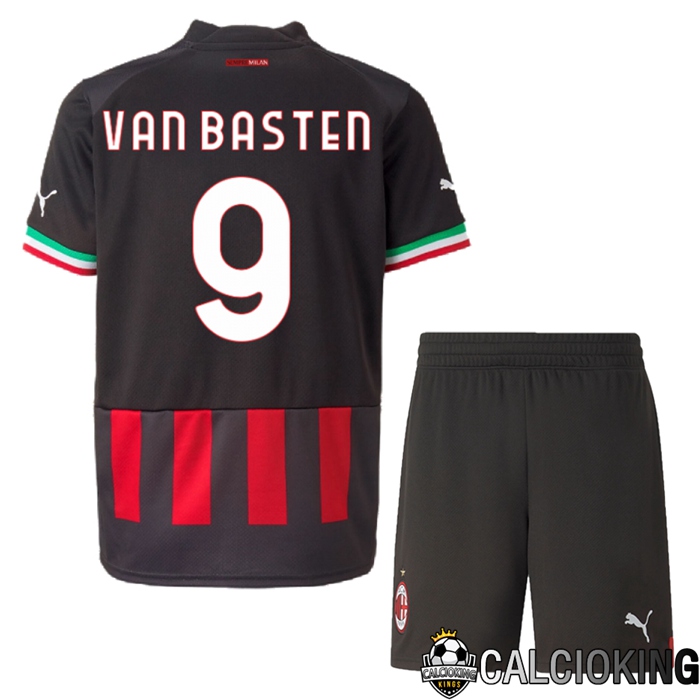 Comprare Maglia Calcio 2024 2025 2026 Personalizzazione,Tuta Da Calcio,Maglie De Calcio Retro Online | Maglia Calcio AC Milan (Van Basten 9) Bambino Prima 2022/2023