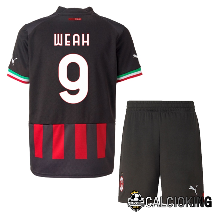 Comprare Maglia Calcio 2024 2025 2026 Personalizzazione,Tuta Da Calcio,Maglie De Calcio Retro Online | Maglia Calcio AC Milan (Weah 9) Bambino Prima 2022/2023
